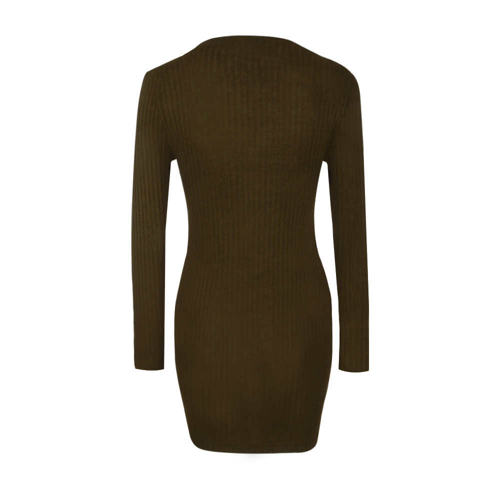 W25038-5  Long Sleeve Knitwear Bodycon Cocktail Evening Party Sweater Mini Dress